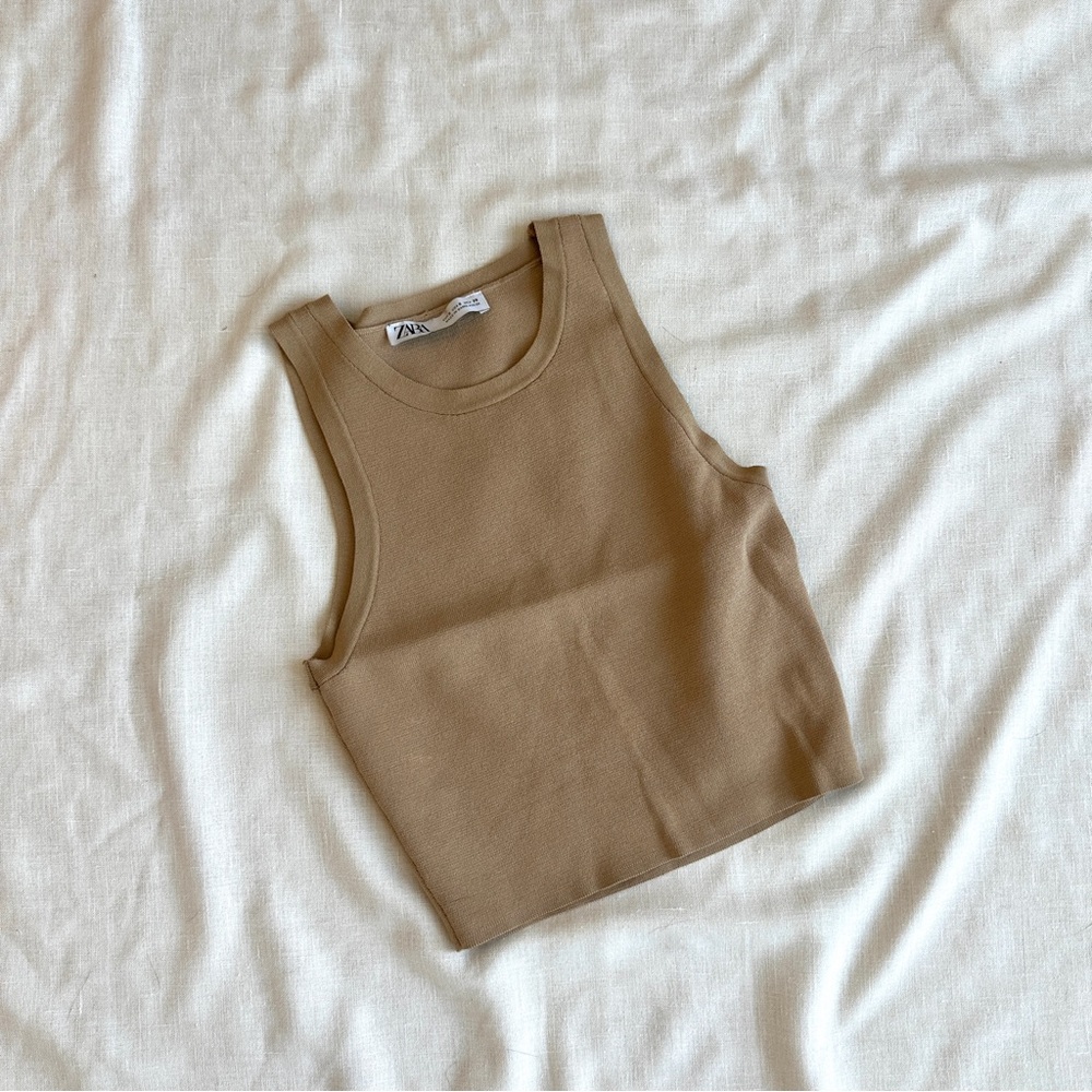 Zara tan Sleeveless Tank Top